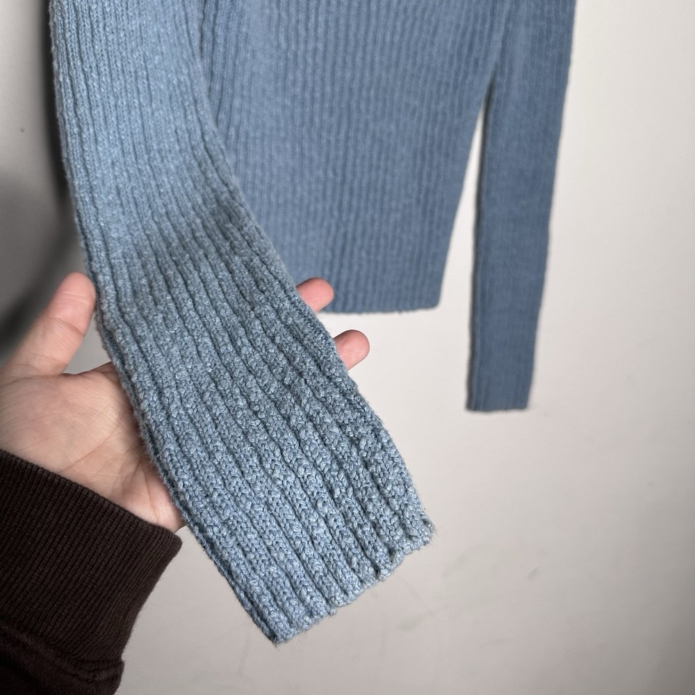 VINCE Pullover Sweater Womens M Dark Topaz Ribbed Textured Linen-Blend Crewneck - Picture 3 of 7